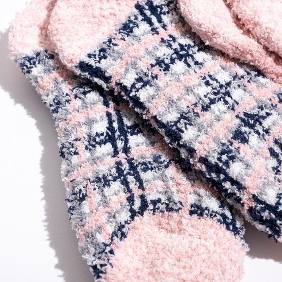 Copy - 𝅺Colorblock & Stripes Blue/Mint Fuzzy Soft Crew Socks | 2 Pk - Picture 3 of 3